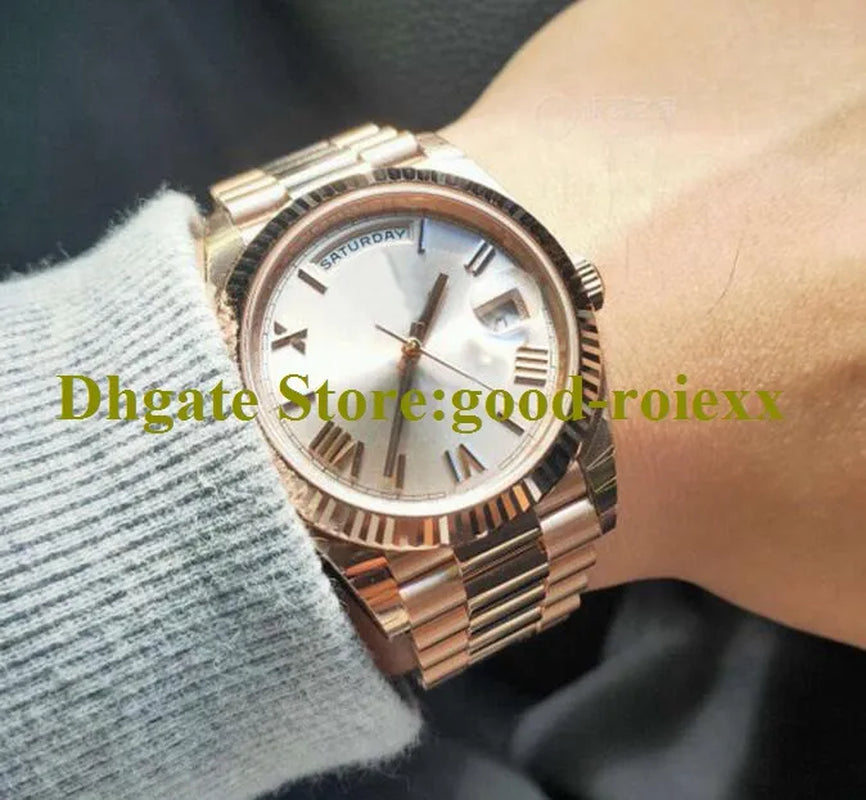 Men'S Watches Men Gmf Heavy Version Watch 40Mm Automatic 2836 Everose Date Time Day Rose Gold ETA Gm Maker President Green 228235 Wristwatches Acrylic Box