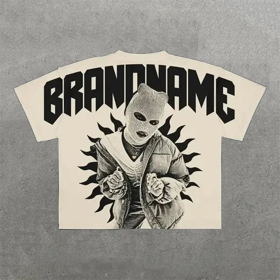 Men'S T Shirts Harajuku Shirt Men Hip Hop Gothic Graphic Print Oversized Cotton Tshirt Punk Short Sleeved Streetwear Casual Tops Tees