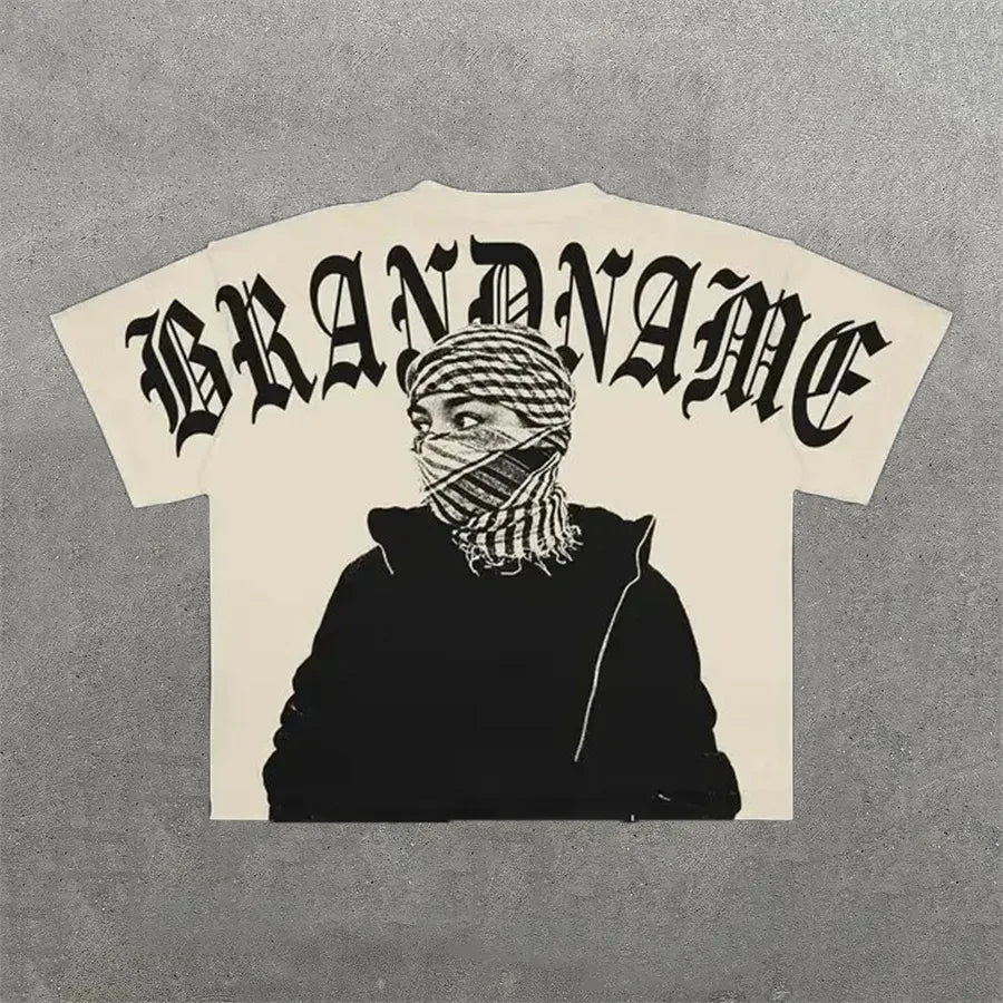 Men'S T Shirts Harajuku Shirt Men Hip Hop Gothic Graphic Print Oversized Cotton Tshirt Punk Short Sleeved Streetwear Casual Tops Tees