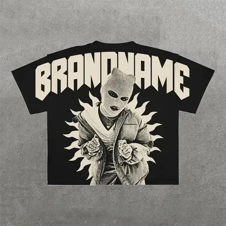 Men'S T Shirts Harajuku Shirt Men Hip Hop Gothic Graphic Print Oversized Cotton Tshirt Punk Short Sleeved Streetwear Casual Tops Tees