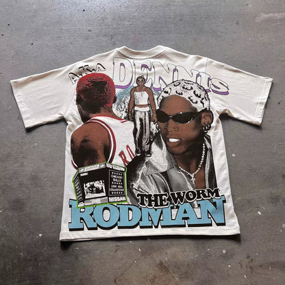 Street Casual Oversized Graphic T Shirts Harajuku Y2K T Shirt Basketball Sports Short Sleeved Tops round Neck Pure Cotton Top