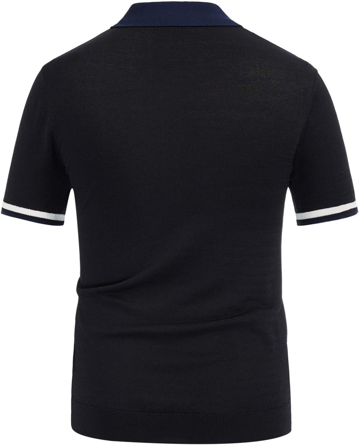 Mens Regular Fit Polo Shirts Short Sleeve Golf Knitwear for Summer Solid-Black