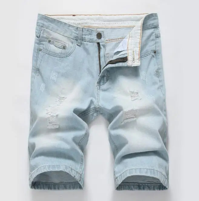 Men's Slim Fit Frayed Fashion Short Jeans Casual Jeans (28-42)