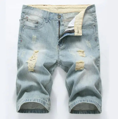 Men's Slim Fit Frayed Fashion Short Jeans Casual Jeans (28-42)