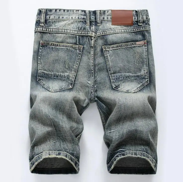 Men's Slim Fit Frayed Fashion Short Jeans Casual Jeans (28-42)