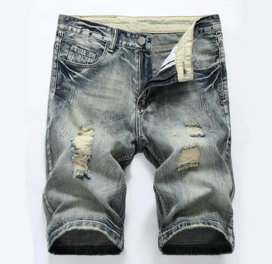 Men's Slim Fit Frayed Fashion Short Jeans Casual Jeans (28-42)