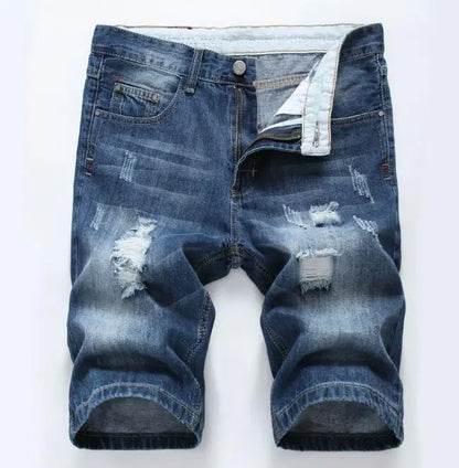 Men's Slim Fit Frayed Fashion Short Jeans Casual Jeans (28-42)
