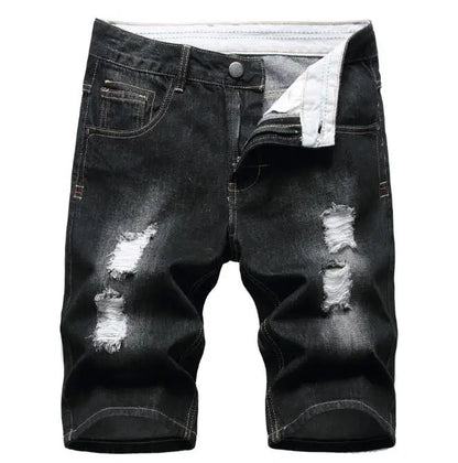 Men's Slim Fit Frayed Fashion Short Jeans Casual Jeans (28-42)