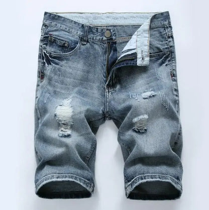 Men's Slim Fit Frayed Fashion Short Jeans Casual Jeans (28-42)