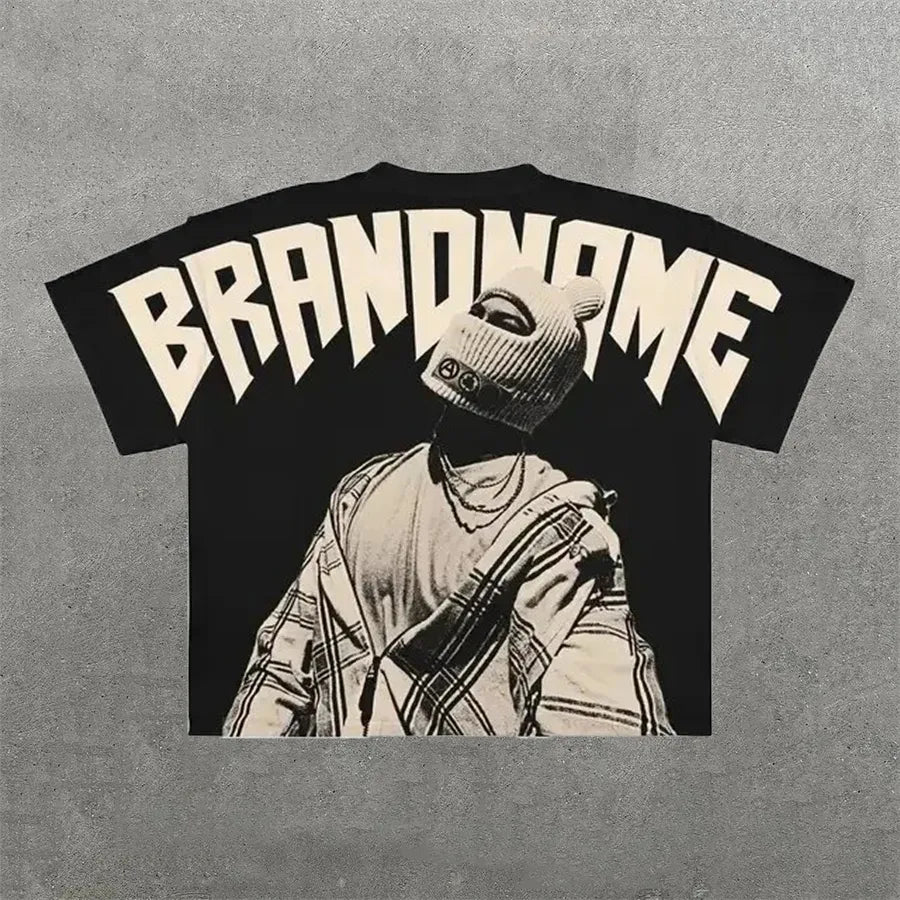 Men'S T Shirts Harajuku Shirt Men Hip Hop Gothic Graphic Print Oversized Cotton Tshirt Punk Short Sleeved Streetwear Casual Tops Tees