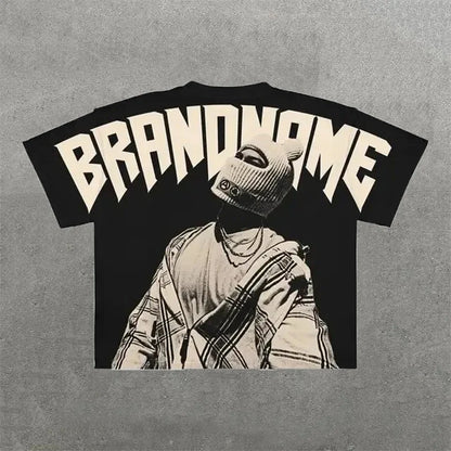 Men'S T Shirts Harajuku Shirt Men Hip Hop Gothic Graphic Print Oversized Cotton Tshirt Punk Short Sleeved Streetwear Casual Tops Tees