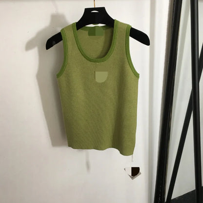 3018 L 2024 Milan Runway Autumn Sweater Sleeveless Crew Neck Pullover Black White Green Womens 20241447