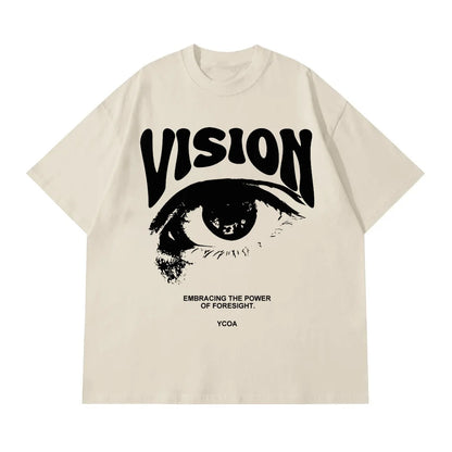 Men'S T-Shirt Oversized 100% Cotton Eye Graphic Korean Summer Y2K Tops Tees Streetwear Harajuku Short Sleeve Aesthetic Clothing