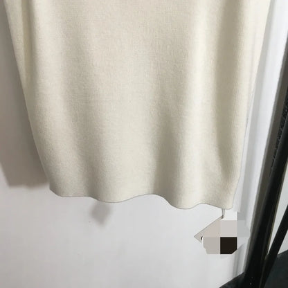 3018 L 2024 Milan Runway Autumn Sweater Sleeveless Crew Neck Pullover Black White Green Womens 20241447