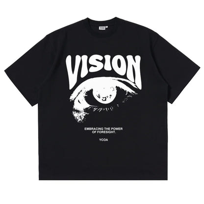Men'S T-Shirt Oversized 100% Cotton Eye Graphic Korean Summer Y2K Tops Tees Streetwear Harajuku Short Sleeve Aesthetic Clothing
