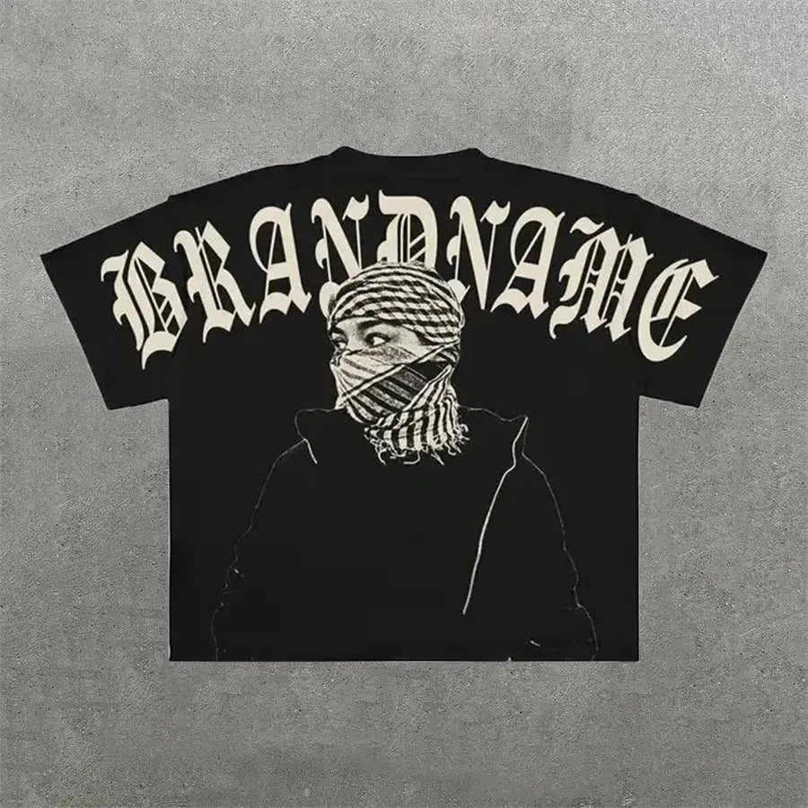 Men'S T Shirts Harajuku Shirt Men Hip Hop Gothic Graphic Print Oversized Cotton Tshirt Punk Short Sleeved Streetwear Casual Tops Tees