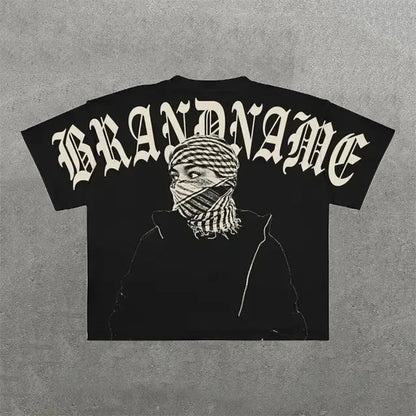 Men'S T Shirts Harajuku Shirt Men Hip Hop Gothic Graphic Print Oversized Cotton Tshirt Punk Short Sleeved Streetwear Casual Tops Tees